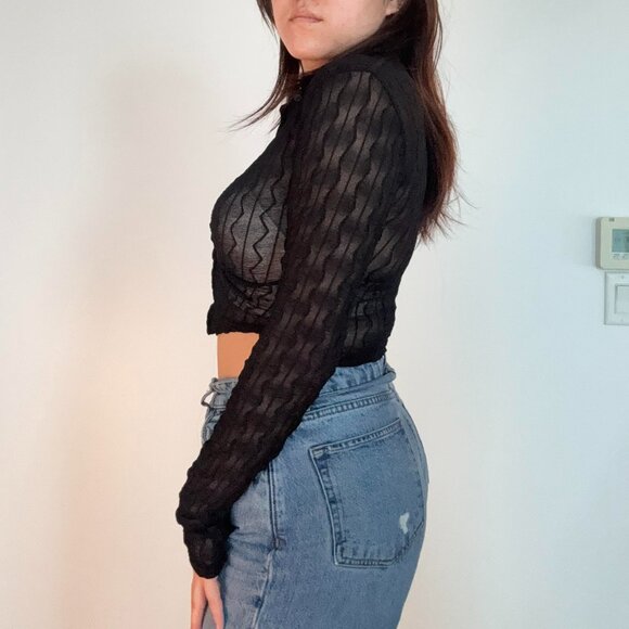 Emory Park - Mesh Black Button Down (Size S) - Picture 2 of 5